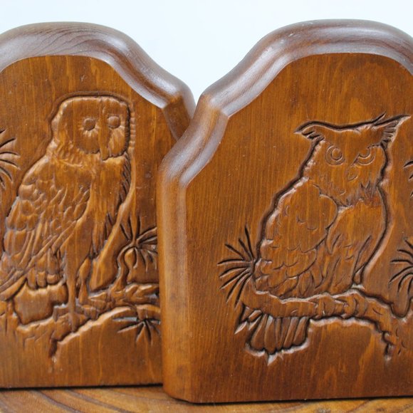 Mid Century Wood Owl Bookends - Picture 4 of 4